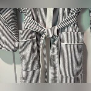 Seersucker/Terrycloth Striped Belted Resort Robe